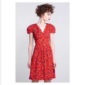 Anthropologie Basque Red Floral Dress